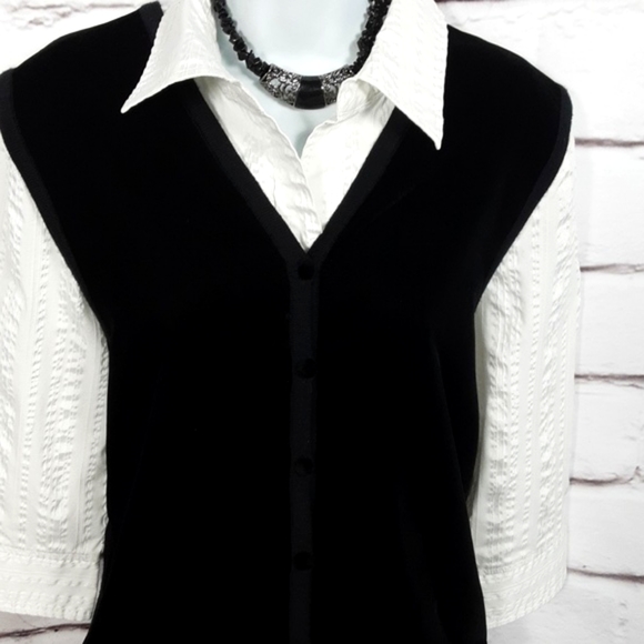 Liz Claiborne Russ Black Velvet Sweater Vest Woman's Medium - Picture 2 of 10